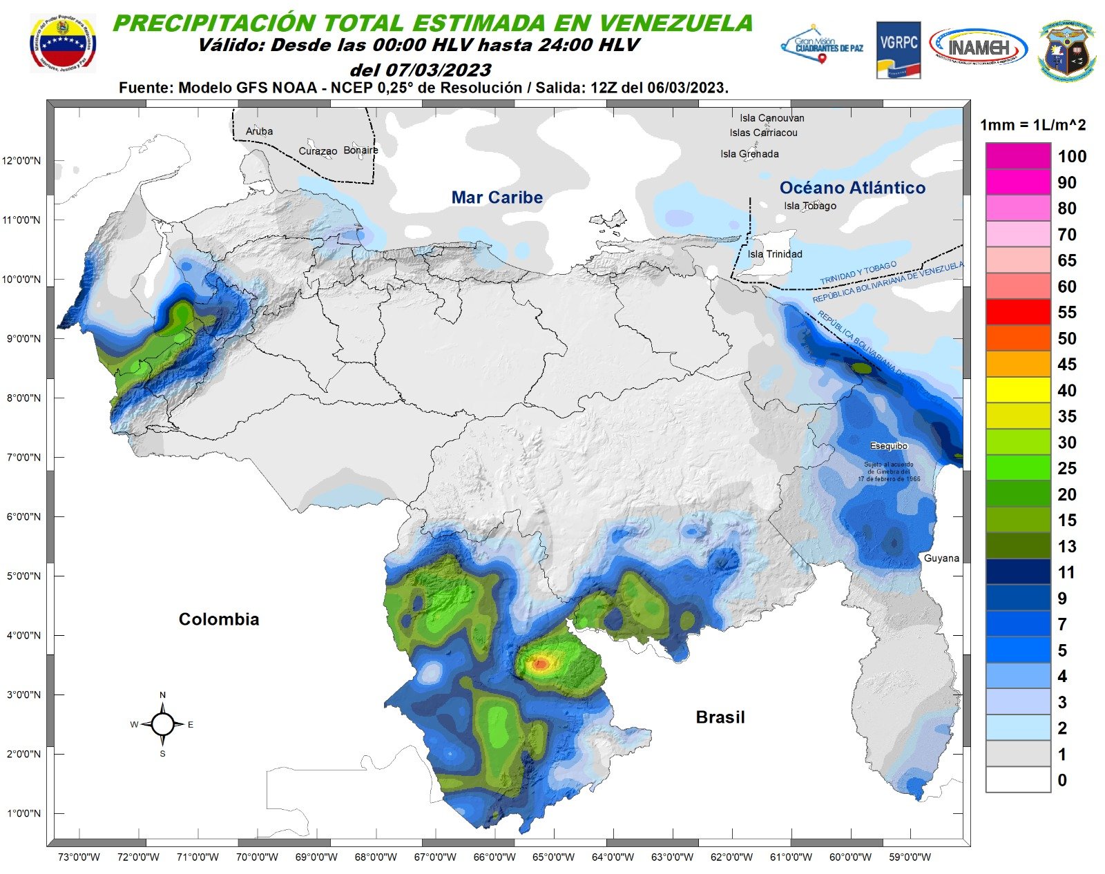 Inameh prevé lluvias y descargas eléctricas en algunas regiones de Venezuela este #7Mar
