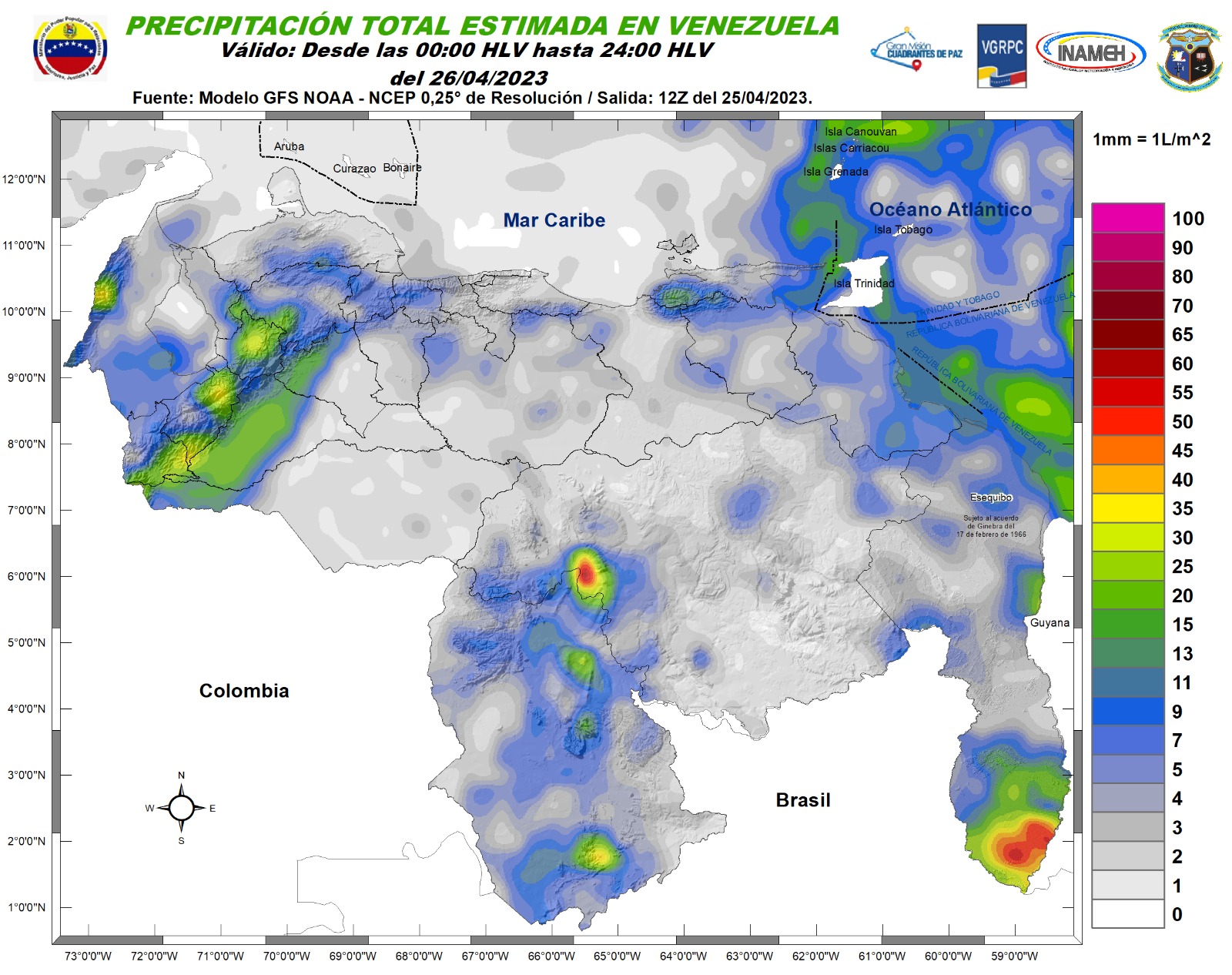 Inameh prevé lluvias y lloviznas en varios estados de Venezuela este #26Abr