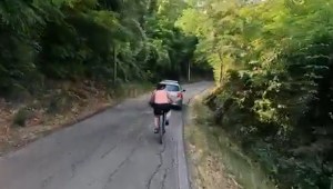 VIDEO: Andaba en bicicleta por la carretera, pero un descuido la hizo caer por un barranco y todo quedó grabado