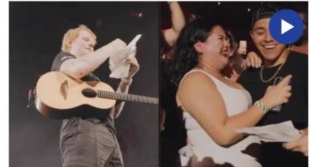 VIRAL: Ed Sheeran interrumpió su concierto para revelar el sexo del bebé de una pareja en el público (VIDEO)