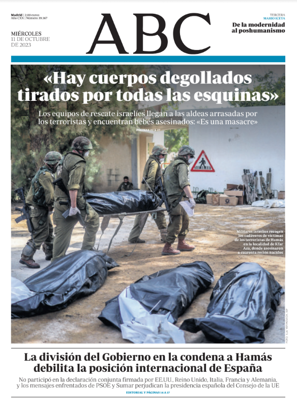 Portadas de la prensa internacional de este miércoles 11 de octubre de 2023