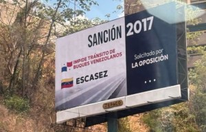EN IMÁGENES: Chavismo inunda Caracas con vallas anti-sanciones a días de revisión de flexibilizaciones de EEUU