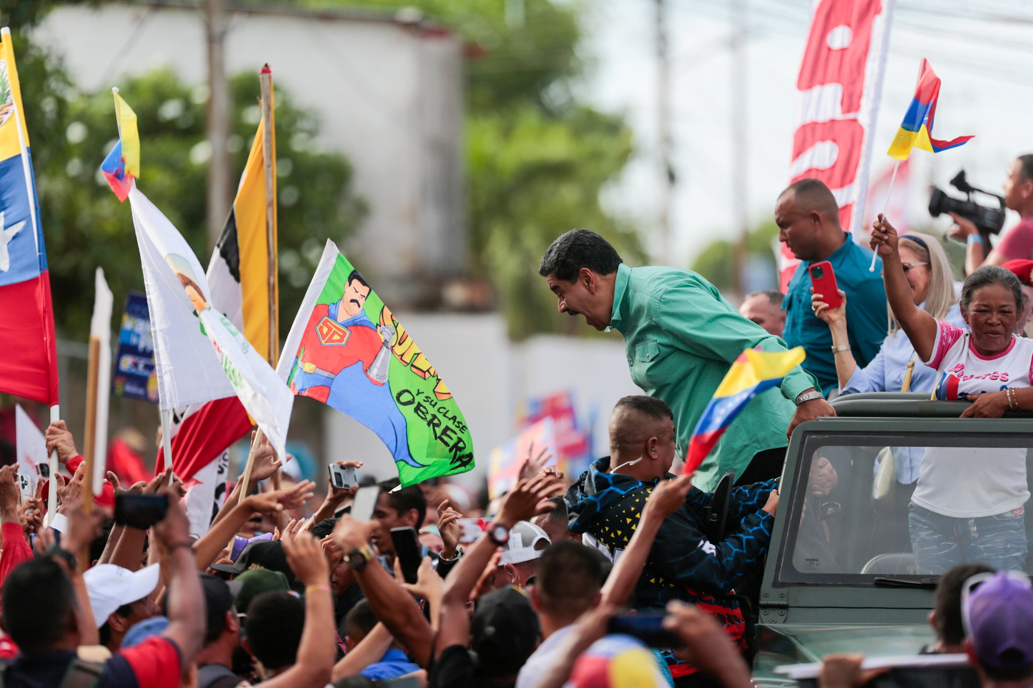 Lo que no se vio del “recibimiento” de Nicolás Maduro en Ciudad Bolívar (VIDEO)